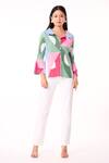 Buy_Scarlet Sage_Green Polyester Collared Maise Color Block Abstract Print Shirt_at_Aza_Fashions