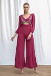 Buy_AMRTA by GUNEET KONDAL_Pink 100% Georgette And Lining 100% Shantoon Bodice Jumpsuit _at_Aza_Fashions