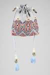 Buy_ClutcH'D_Grey Embroidery, Fringe Velvet Potli Bag _at_Aza_Fashions