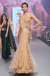 Buy_Archana Kochhar_Gold Organza And Georgette Embroidery Sequin & Criss Cross Saree Gown _at_Aza_Fashions