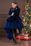 Buy_Hoity Moppet_Blue Velvet, Tulle Asymmetric Trail Dress _at_Aza_Fashions