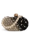 Buy_Puro Cosa_Black Embellished Flawless Suede Clutch_at_Aza_Fashions