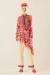 Buy_Rajdeep Ranawat_Coral Silk Printed Spread Collar Bijli Full Sleeve Shirt  _at_Aza_Fashions