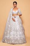 Pallavi Poddar_Ivory Organza Beads, Sequins Henna Crystal Embroidered Bridal Lehenga Set _Online_at_Aza_Fashions