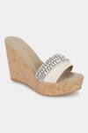 Buy_Aanchal Sayal_Ivory Embroidered Anni Stone Work Strap Wedges_at_Aza_Fashions