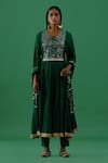 Buy_5elements_Green Cotton Embellishment Mirror And Ghungroo Round Work Anarkali Set _at_Aza_Fashions