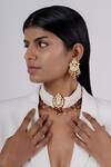 Buy_Osvag India_Gold Plated Diamonds, Beads Layered Pendant Choker Set _at_Aza_Fashions