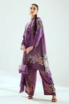 Buy_Rajdeep Ranawat_Purple Silk Geometric Band Collar Navya Draped Tunic _at_Aza_Fashions