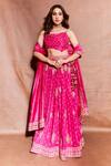 Buy_PUNIT BALANA_Pink Silk Floral Embroidered Lehenga Set_at_Aza_Fashions