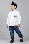 Buy_Darleen Kids Couture_White Cotton Satin Embroidered Motif Shirt _at_Aza_Fashions