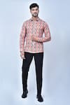 Buy_Khwaab by Sanjana Lakhani_Orange Cotton Printed Abstract Pattern Shirt_at_Aza_Fashions