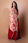Kesar Studio_Red Silk Gota Patti Round Neck Embroidered Double-layered Anarkali With Dupatta _Online_at_Aza_Fashions