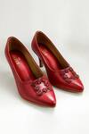 Buy_The Alter_Red Stones Embellished Riona Pumps _at_Aza_Fashions