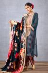Buy_Torani_Blue Velvet And Crepe Print & Shabnami Madina Doshala  _at_Aza_Fashions