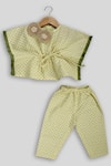 Buy_Champscloset_Yellow Cotton Geometric Kaftan Top And Pant Set  _at_Aza_Fashions