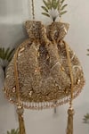 Buy_Bhavna Kumar_Gold Cutdana Embroidered Potli Bag _at_Aza_Fashions