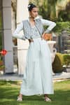 Buy_Bohame_Off White Dupion Silk Hand Embroidered Beads Jumpsuit  Lamya With Jacket _at_Aza_Fashions