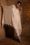 Buy_Sonia Baderia_White Chiffon, Cotton , Lycra, Tassels, Placket Kaftan Pant Set_at_Aza_Fashions