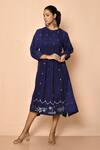 Buy_Samyukta Singhania_Blue Handloom Cotton Woven Geometric Round Jamdani Pattern Kurta _at_Aza_Fashions