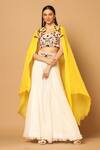 Buy_Two Sisters By Gyans_White Georgette Embroidery, Cut Work Contrast Cape And Waistband Sharara Set _at_Aza_Fashions