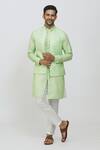 Buy Rng Safawala Green Cotton, Linen, Silk Embroidery Block Print Jacket Kurta Set at Aza Fashions Buy_Rng Safawala_Green Cotton, Linen, Silk Embroidery Block Print Jacket Kurta Set _at_Aza_Fashions
