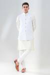 Buy_Amrit Dawani_Ivory Kurta Cotton Silk Embroidery French Knot Bundi Set _at_Aza_Fashions