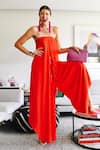 Buy_Style Junkiie_Red Double Georgette Tassel Ornamentation Asymmetric Hem Jumpsuit  _at_Aza_Fashions