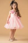 Buy_Darleen Kids Couture_Pink Net, Taffeta Fabric Flowers Daisy Sleeveless Dress _at_Aza_Fashions