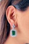 Shop_PRERTO_Green Stone Vlore Emerald Dangler Earrings_at_Aza_Fashions