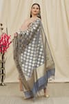 Samyukta Singhania_Grey Banarasi Art Silk Woven Floral Dupatta _Online_at_Aza_Fashions