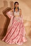 Buy Bhumika Sharma Pink Organza Zari, Embroidery V-neck Bahaar Print Lehenga Set at Aza Fashions Buy_Bhumika Sharma_Pink Organza Zari, Embroidery V-neck Bahaar Print Lehenga Set _at_Aza_Fashions