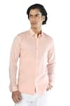 Buy_Rohit Gandhi + Rahul Khanna_Peach Cotton Pintucked Handcrafted Shirt _at_Aza_Fashions