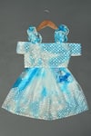 Buy_Maaikid_Blue Organza, Linen Mirrors Printed Top And Lehenga Set _at_Aza_Fashions