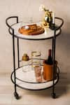 Buy_S.G. Home_White Metal And Marble Monique Bar Cart _at_Aza_Fashions