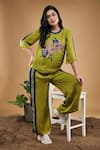 Buy_Soup by Sougat Paul_Green Organza Satin Printed Orchid Bloom Round Top And Pant Co-ord Set _at_Aza_Fashions