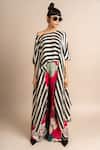 Buy_Nupur Kanoi_Multi Color Top Satin Digital Print Striped And Off & A-line Pant Set  _at_Aza_Fashions