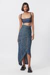 Buy_Saaksha & Kinni_Blue Denim Embroidery Square Neck Cut Bustier_at_Aza_Fashions
