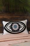 Buy_Amoliconcepts_White Cotton Embellished Evil Eye Cushion Cover_at_Aza_Fashions