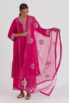 Buy_Lajjoo C_Pink Organza Embroidery Zardozi Anushka Floral Dupatta _at_Aza_Fashions