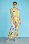 Buy_Garima Bindal_Multi Color Modal Sequins Square Neck, Open Eden Floral Print Jacket And Pant Set _at_Aza_Fashions