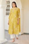 Buy_Vaayu_Yellow Cotton, Muslin Embroidery, Sequins, Cut Work, Tassels Thread Kurta Set _at_Aza_Fashions