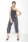 Buy_Anmol Kakad_Black Crepe Silk Strobe One Shoulder Top And Pant Set_at_Aza_Fashions