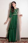 Buy_Kesar Studio_Green Bamboo, Net Zari Round Embroidered Double-layered Anarkali With Dupatta_at_Aza_Fashions