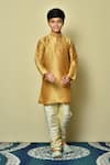 Buy_Petite Pomme_Brown Silk Solid Half Button Placket Kurta _at_Aza_Fashions