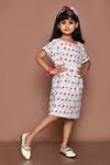 Buy_Banana Bee_White Cotton Hand Block Printed Flamingo Dress_at_Aza_Fashions