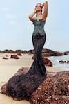 Buy_Bhawna Rao_Black Italian Tulle Embroidery Sequin And Cutdana Mermaid Cut Gown  _at_Aza_Fashions