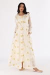 Buy_Nakita Singh_Off White Silk Chanderi Embroidered Thread And Anarkali & Dress Set  _at_Aza_Fashions