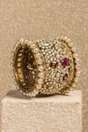 Buy_Tarun Tahiliani_Multi Color Fresh Water Pearls Navrattan Embellished Kada _at_Aza_Fashions