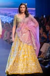 Buy_Anushree Reddy_Yellow Organza Embroidery Gulzar Palm Tree Bridal Lehenga Set  _at_Aza_Fashions