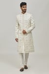 Buy_Arihant Rai Sinha_White And Art Embroidery Thread Flower Sherwani Set _at_Aza_Fashions